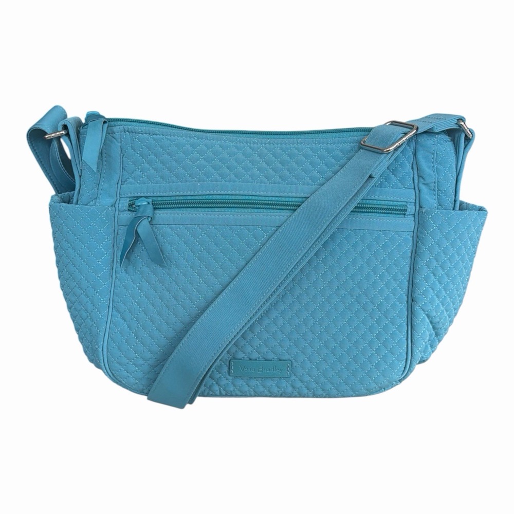 Vera Bradley Quilted Microfiber On The Go Crossbody Bag Seashore Blue Teal